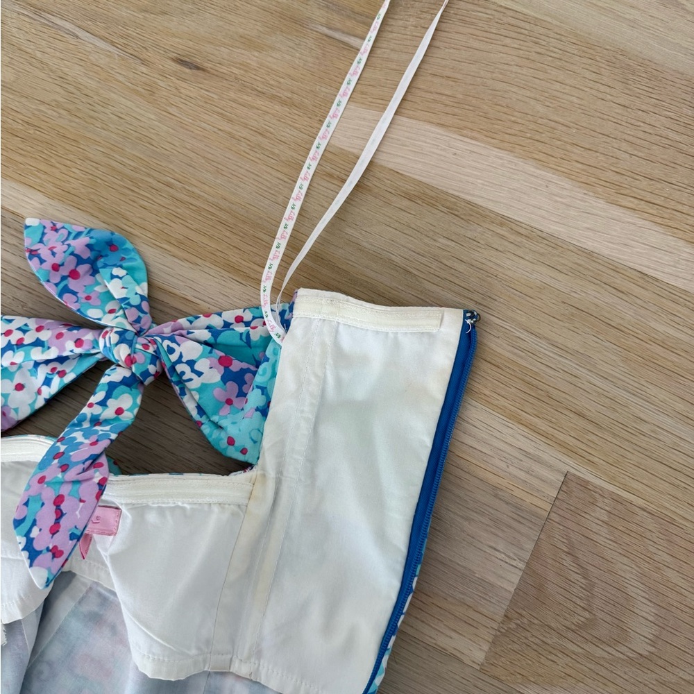 Lilly Pulitzer Strapless Floral Dress in Blue and Pink - Picture 8 of 10